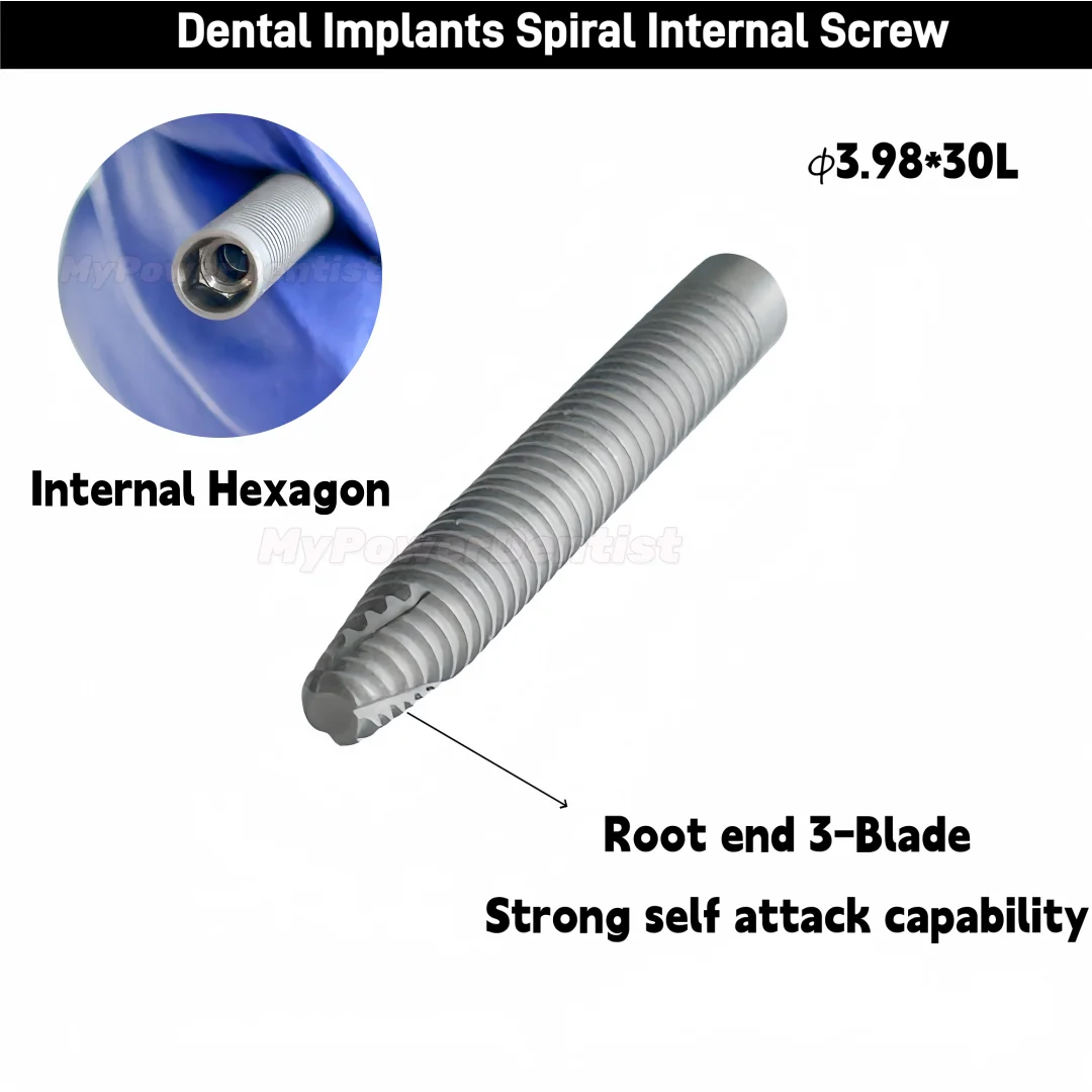 

1 шт. Спиральный внутренний винт для дентальных имплантатов, самонарезающий, шестигранный, 3.98X30L