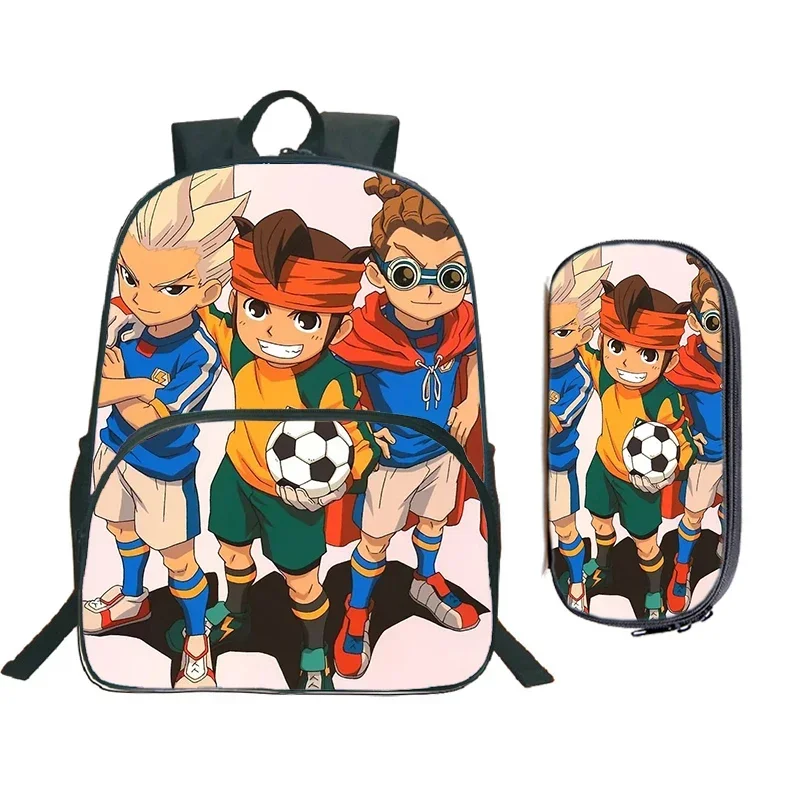 Children Inazuma Eleven Go Backpack 2Pcs Set Girls Boys School Bags+pencil Case Lightweight Kids Bookbag Primary School Mochilas