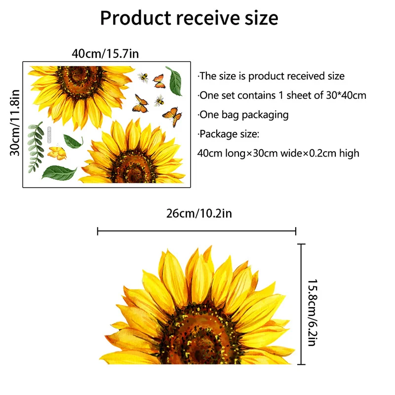 M19 Pflanzen Blumen Sonnenblumen Schmetterlinge Wanda uf kleber Toiletten aufkleber Badezimmer Toiletten abdeckung Kühlschrank Aufkleber WC Dekoration – Detail 5