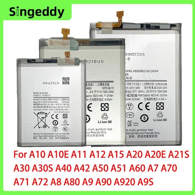 

Battery For Samsung Galaxy A10 A10E A11 A12 A15 A20 A20E A21S A30 A30S A40 A42 A50 A51 A60 A7 A70 A71 A72 A8 A80 A9 A90 A920 A9S