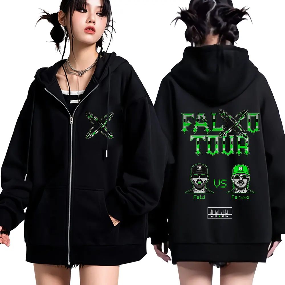 

Худи на молнии с принтом Rapper Feid Ferxxo Tour 2026, модные свободные толстовки унисекс, повседневная высококачественная куртка оверсайз на молнии