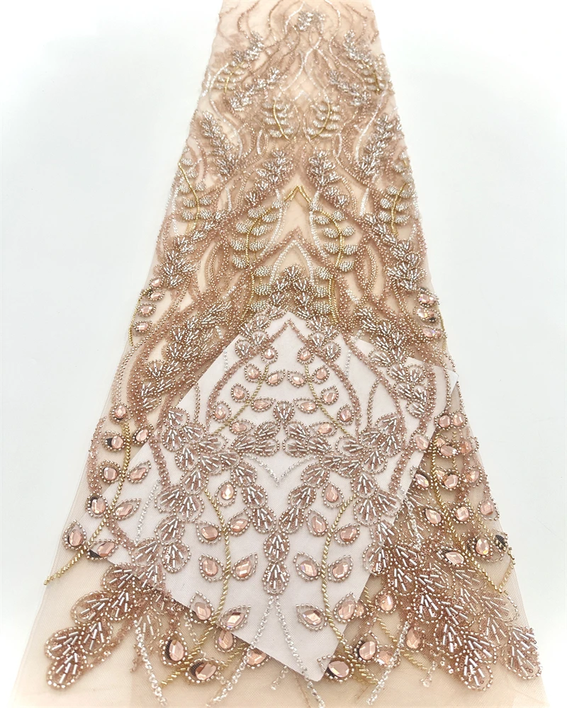 

OLOEYAfrican Beaded Tulle Lace Fabric 2026 High Quality Luxury French Nigerian Sequins Mesh Tulle Lace for Party Dress Sewing