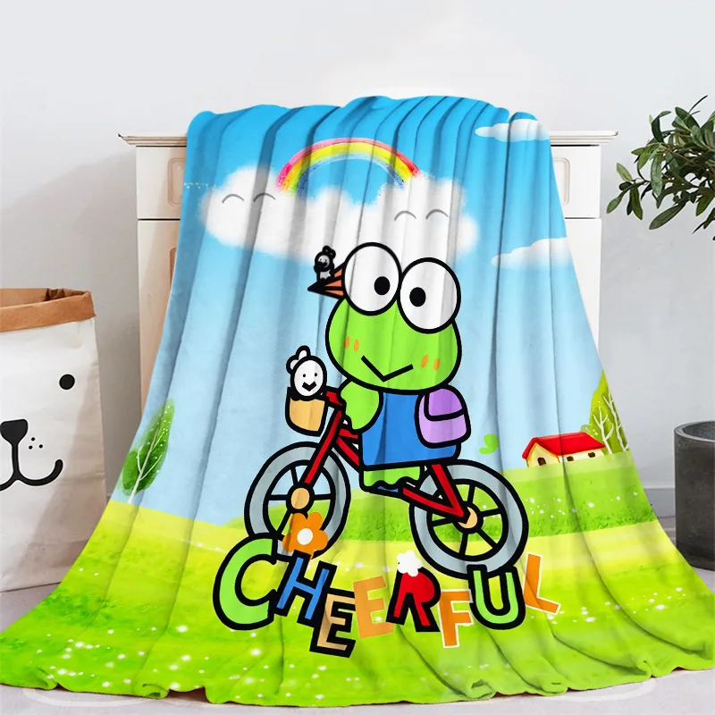 

Kawaii Sanrio Keroppi Bad Badtz Maru Cute Cartoon Child Flannel Blanket Office Nap Blanket Anime Peripherals Festival Gift