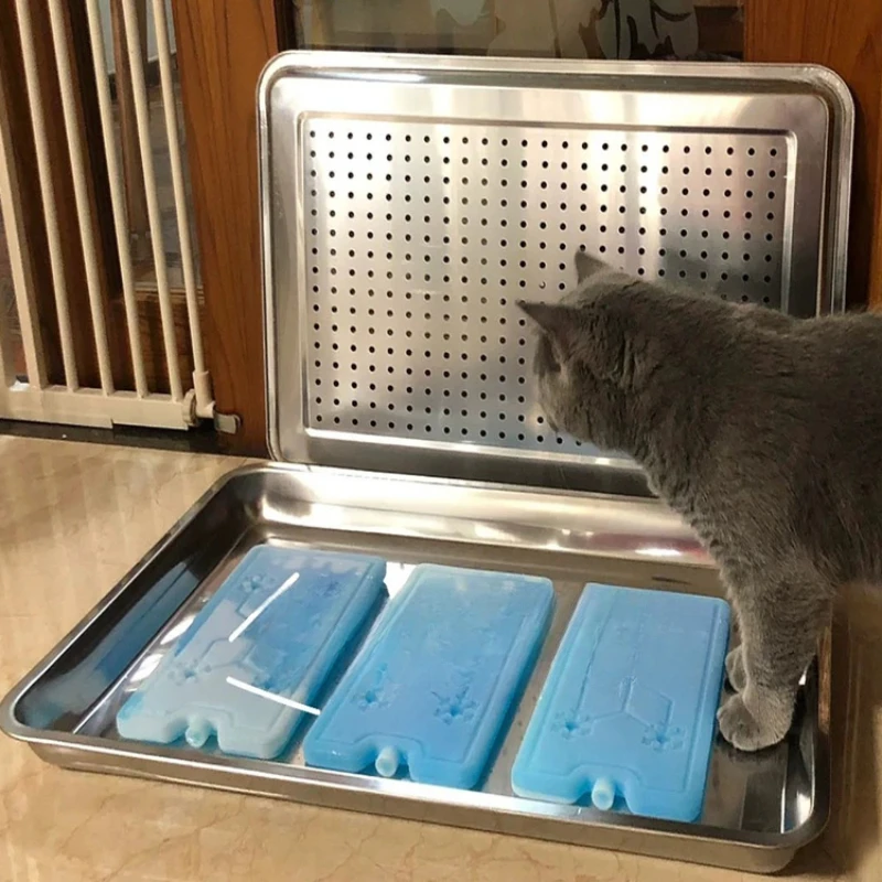 Cat hamster ice box to relieve the heat of the ice nest summer rabbit cat cat supplies heat sink stainless steel