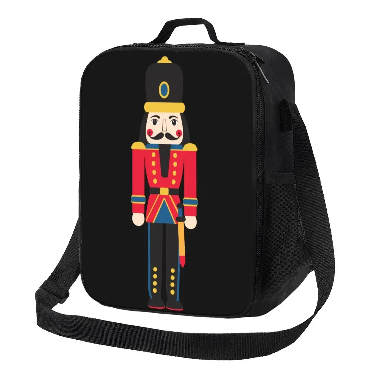 

Nutcracker Doll Thermal Insulated Lunch Bags Cartoon Christmas Soldier Toy Resuable Lunch Tote for School Storage Bento Food Box