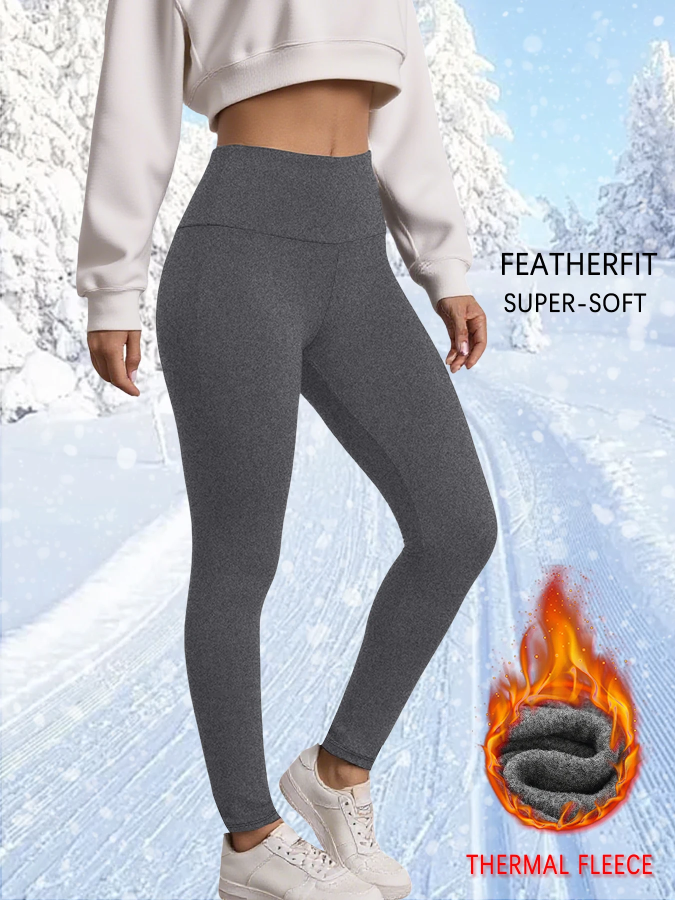 

Women's winter running leggings. High waist design provides coverage and comfort for yoga and workout sessions
