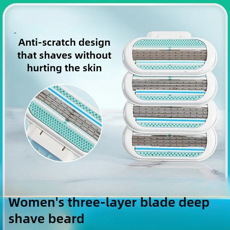 

1 шт. Трехслойная бритва с лезвиями, ручная бритва для женщин, триммер для удаления волос, бритвенная головка, машинка для бритья для женщин