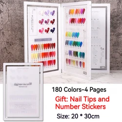 180/200/240/320 Colors 4 Pages Nail Display Book Acrylic Manicure Practice Board With False Tips Nail Art Showing Shelf