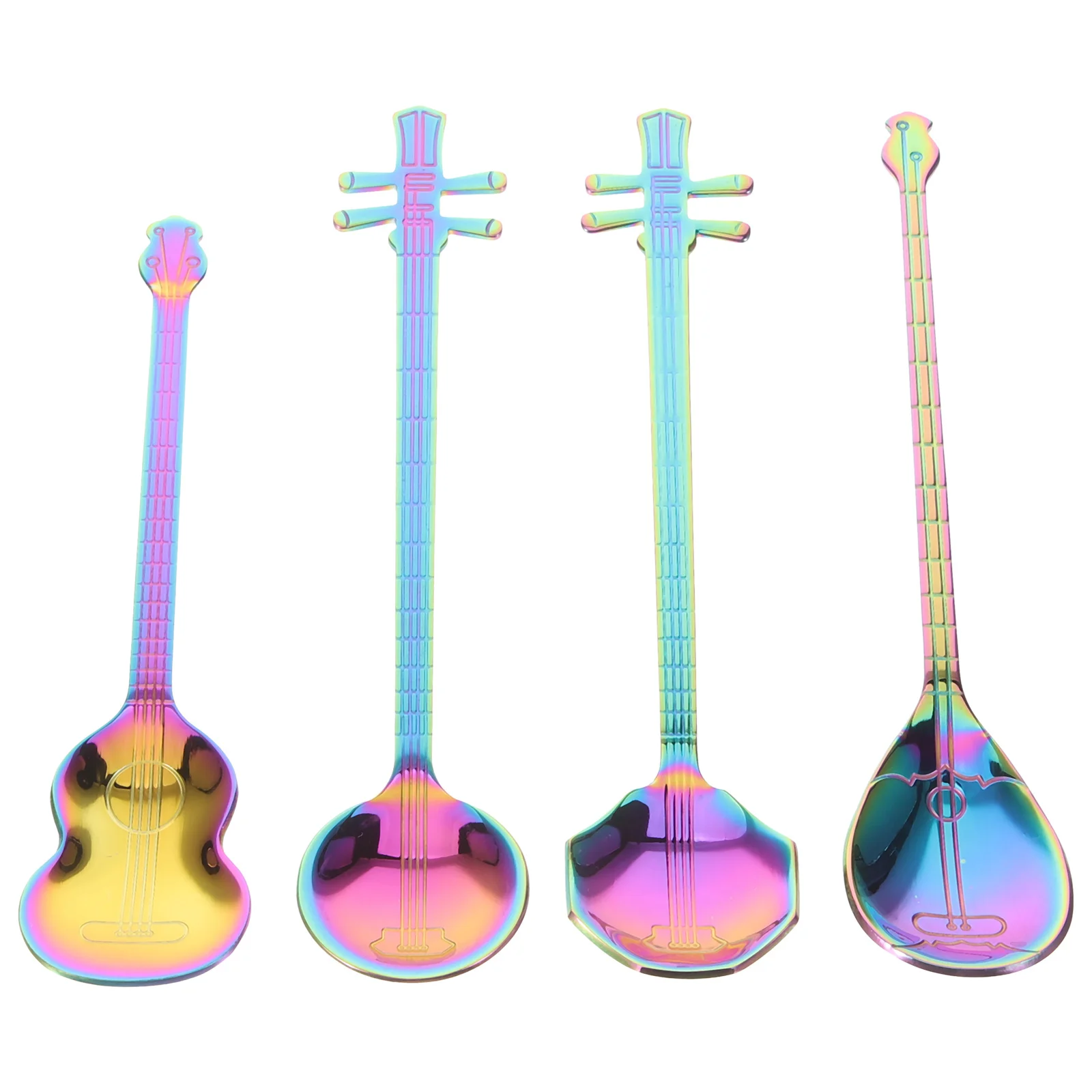 

4Pcs Music Themed Stainless Steel Spoons Multi-Functional Coffee Dessert Stirring Spoons Unique Design Easy Clean