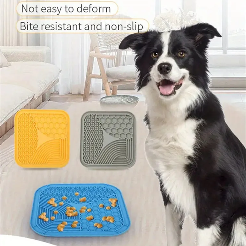 

Dog Licking Pad Silicone Slow Feeder CatFood Mat With Suction Cups Anti-choking Bite Resistant Pet Lick Mat For Feeding Training