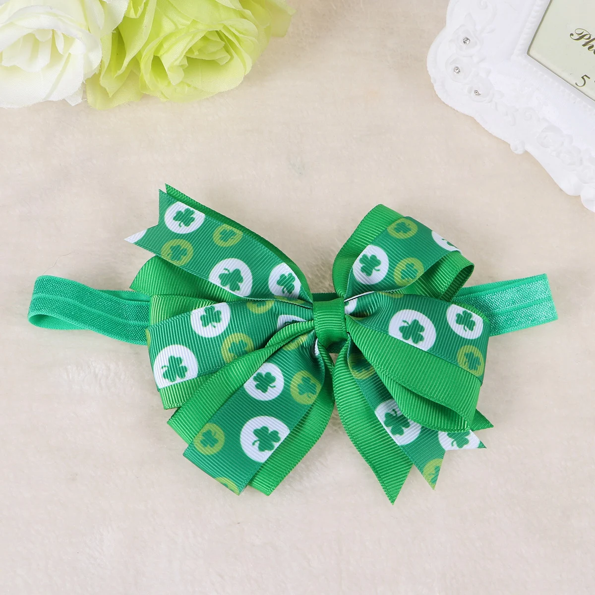 

St Patrick's Day Hair Accessories Clover Patterns Kids Toddler Baby Girls Shamrock Headband Premium Cloth Daily Wear Holiday