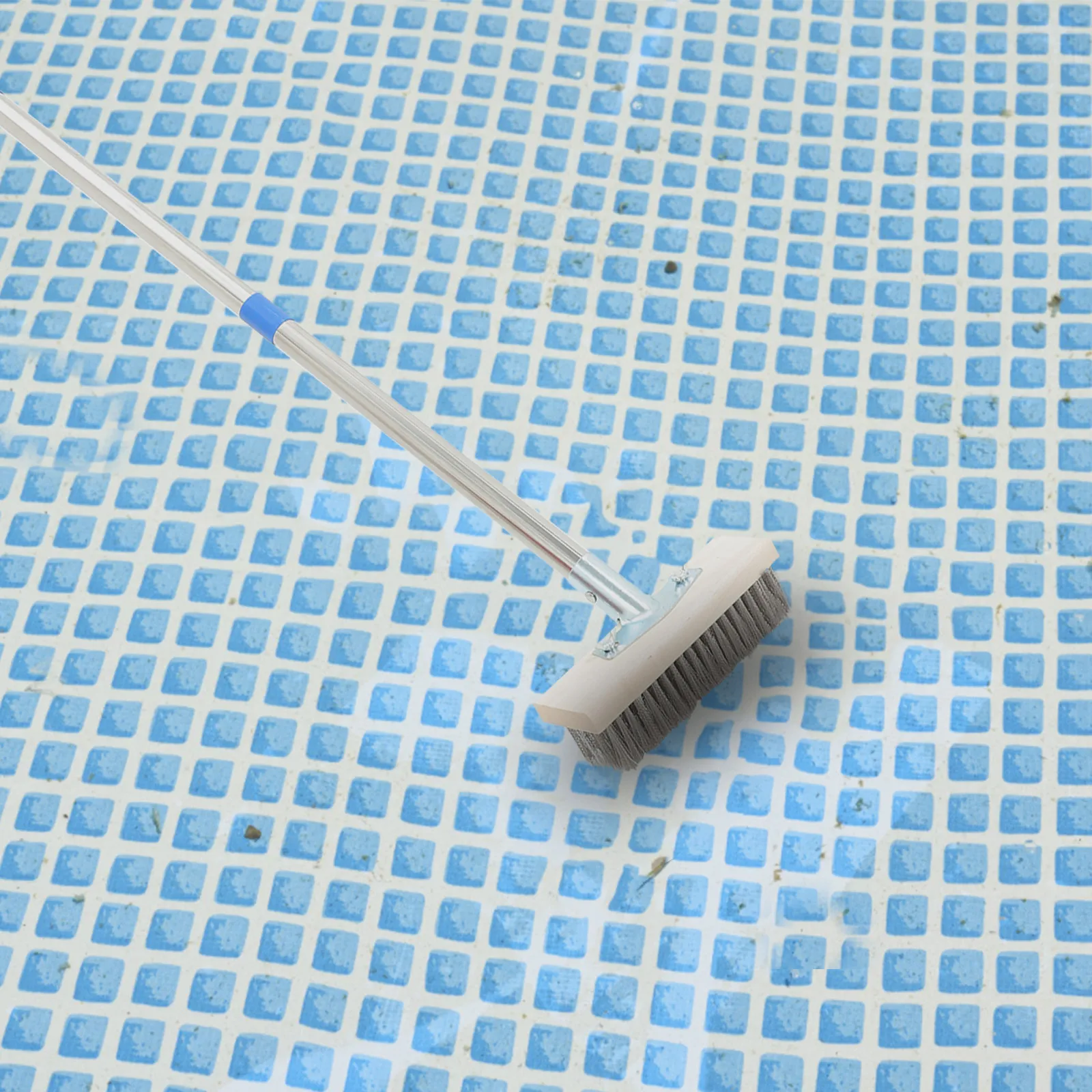 Stainless Steel Floor Scrubber Brush Long Handle Bathroom Cleaning Tool V-Shaped Scrub Head Comfortable Standing Use No Bending