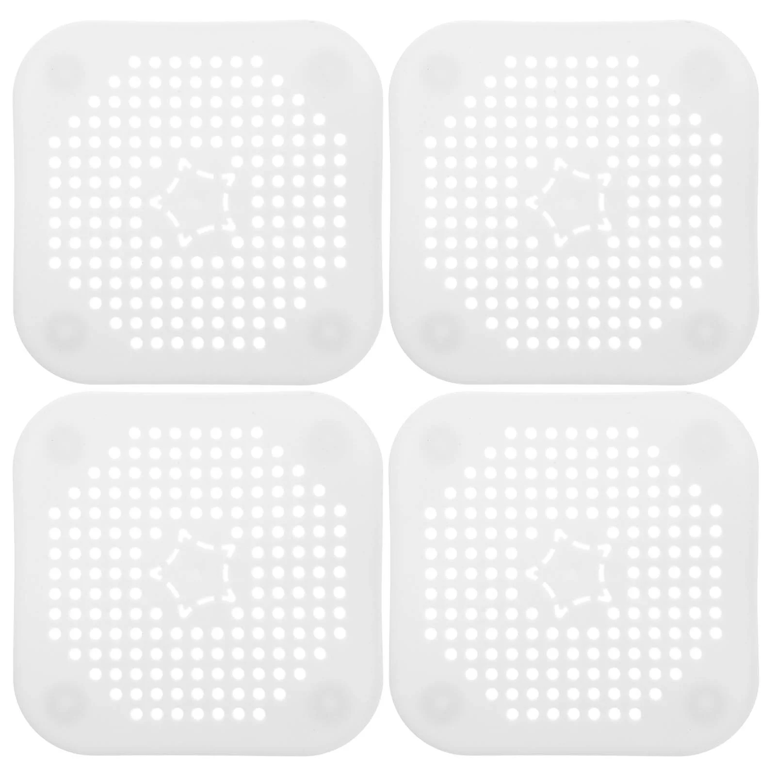 4 Pcs Square Kitchen Sink Anti Clog Drain Silicone Pad White Soft Easy Clean Fits All Types Sink Drains Shower Floor