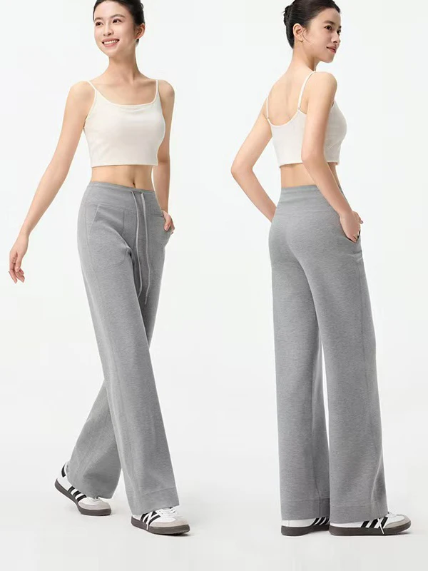 Casual cintura alta perna reta calças de yoga modal solto calças largas perna emagrecimento drapey nu sentir feminino faion verão