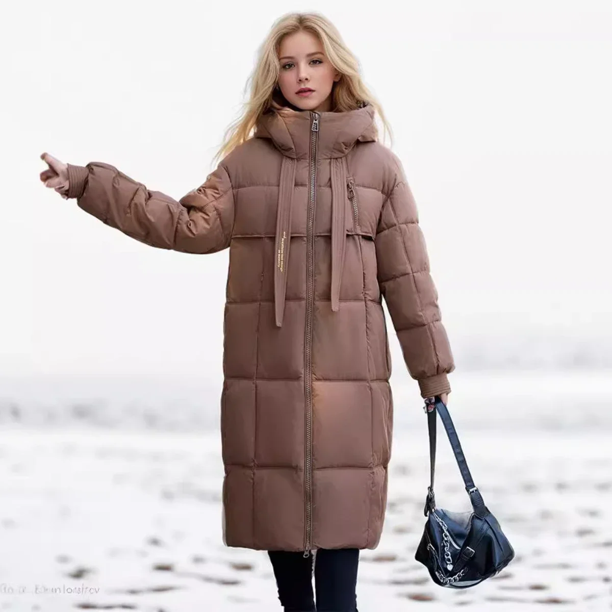 Parkas X-Long à capuche pour femmes, veste matelassurera, manteau coupe-vent, vêtements d'hiver rembourrés en coton, optique chaude