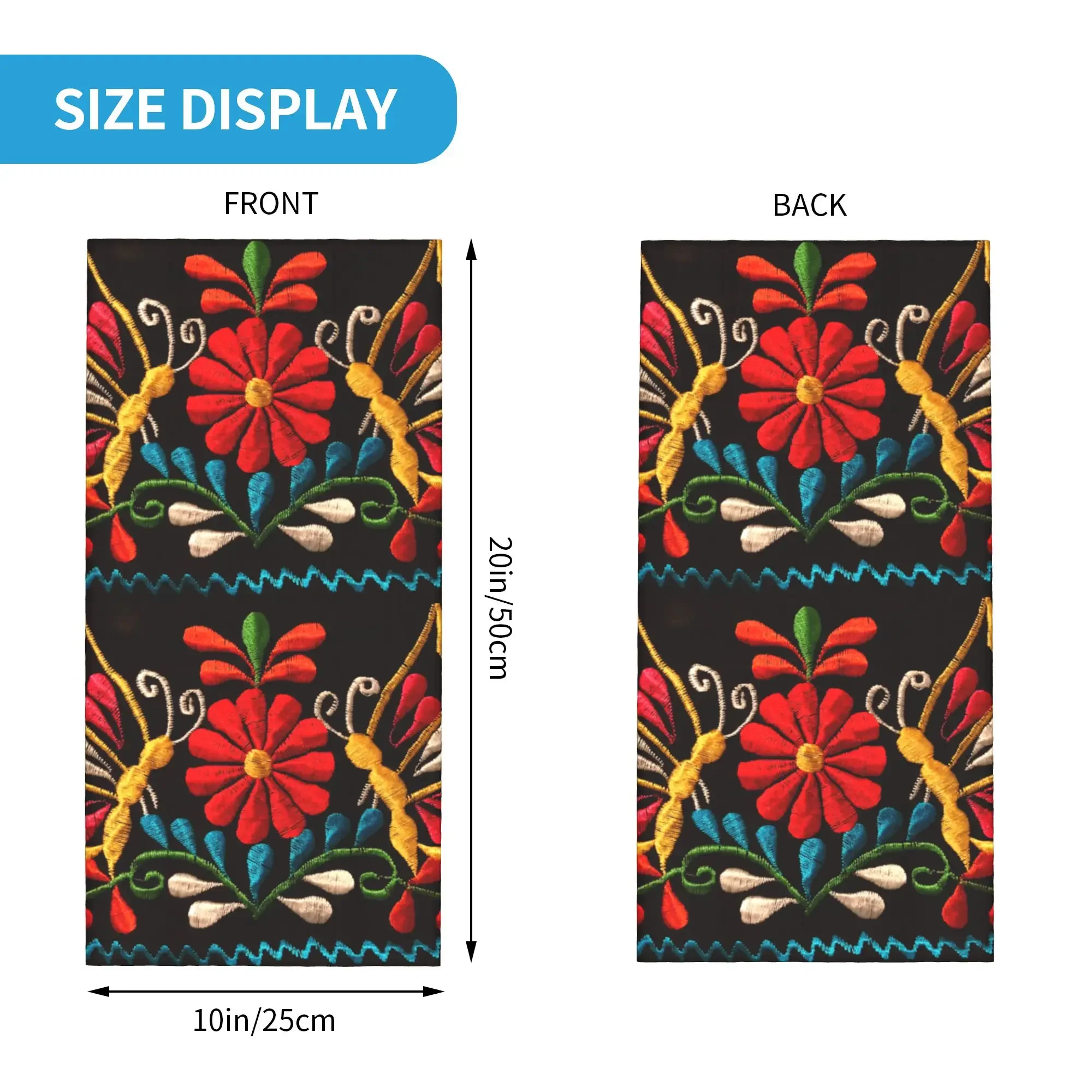 New Mexican Flower And Butterflies Bandana Neck Warmer Women Men Winter Hiking Ski Scarf Gaiter  Face Cover