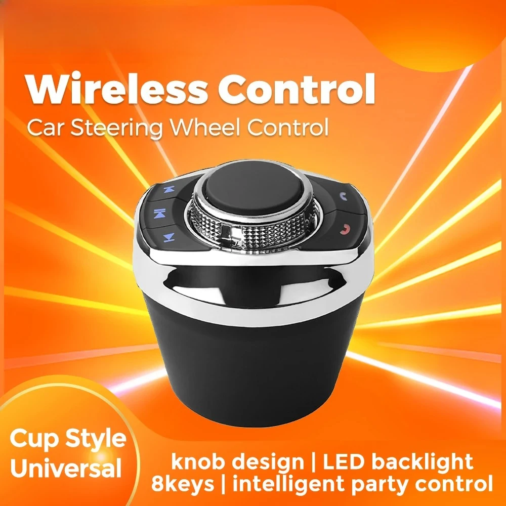 Wireless Car Steering Wheel Control 8-key Control Buttons Universal Cup Shape For Android Multimedia Navigation Player