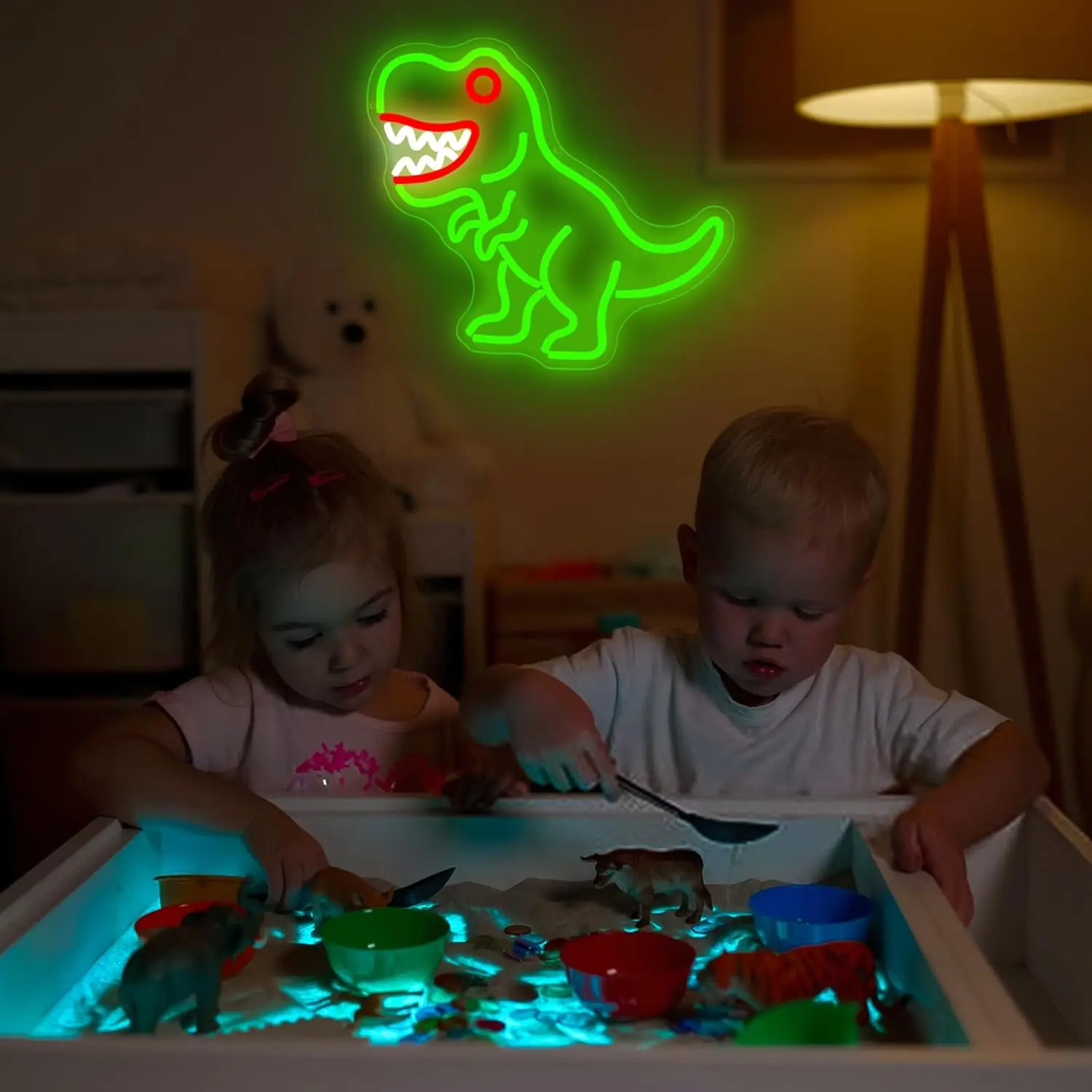 Cartoon Dinosaur Neon Sign USB Dimmable LED Neon Light for Game Room Garage Walls Party Birthday Chirstmas Gift Cartoon Light