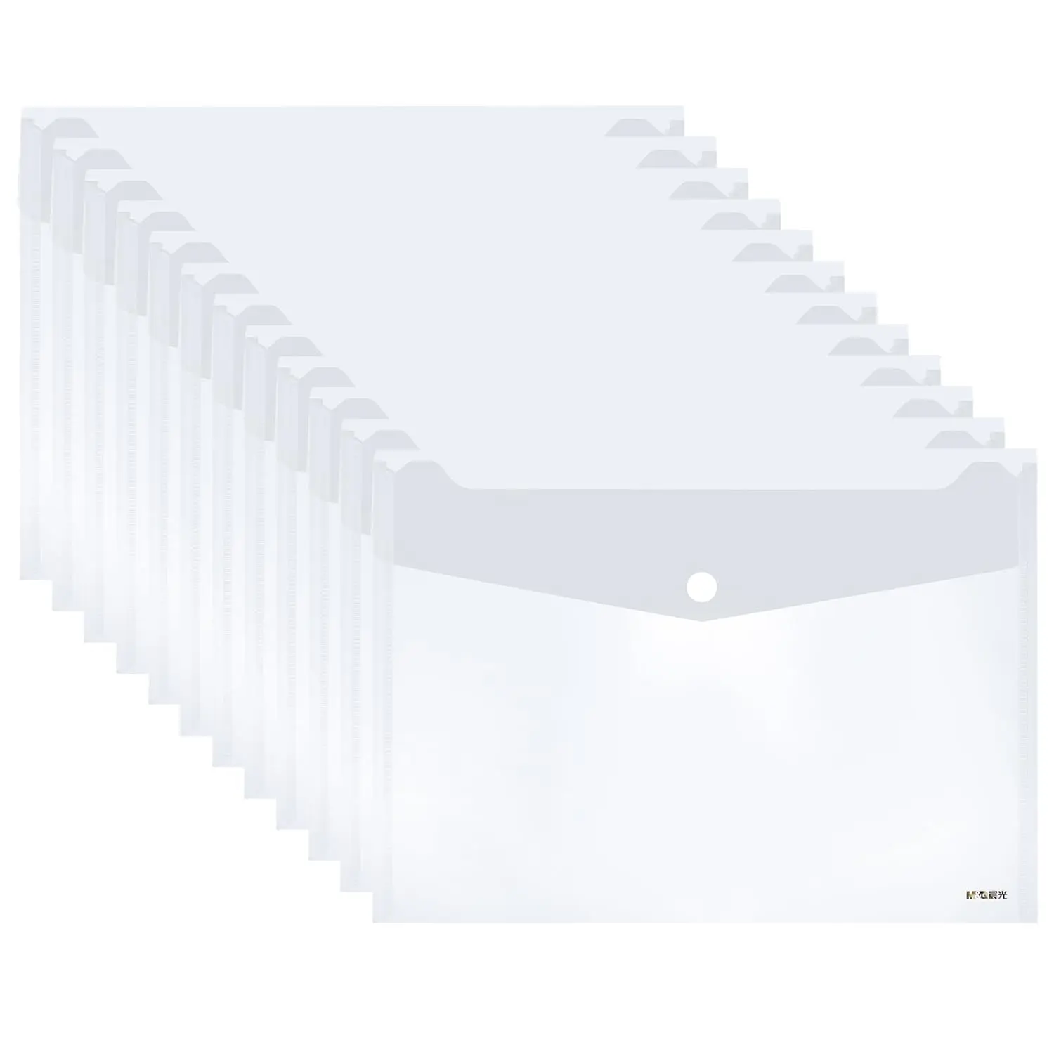 

M&G 12 Pack Plastic Envelopes File Folders, Clear Folders for Documents A4 Letter Size Poly Envelopes with Snap Button Closure,