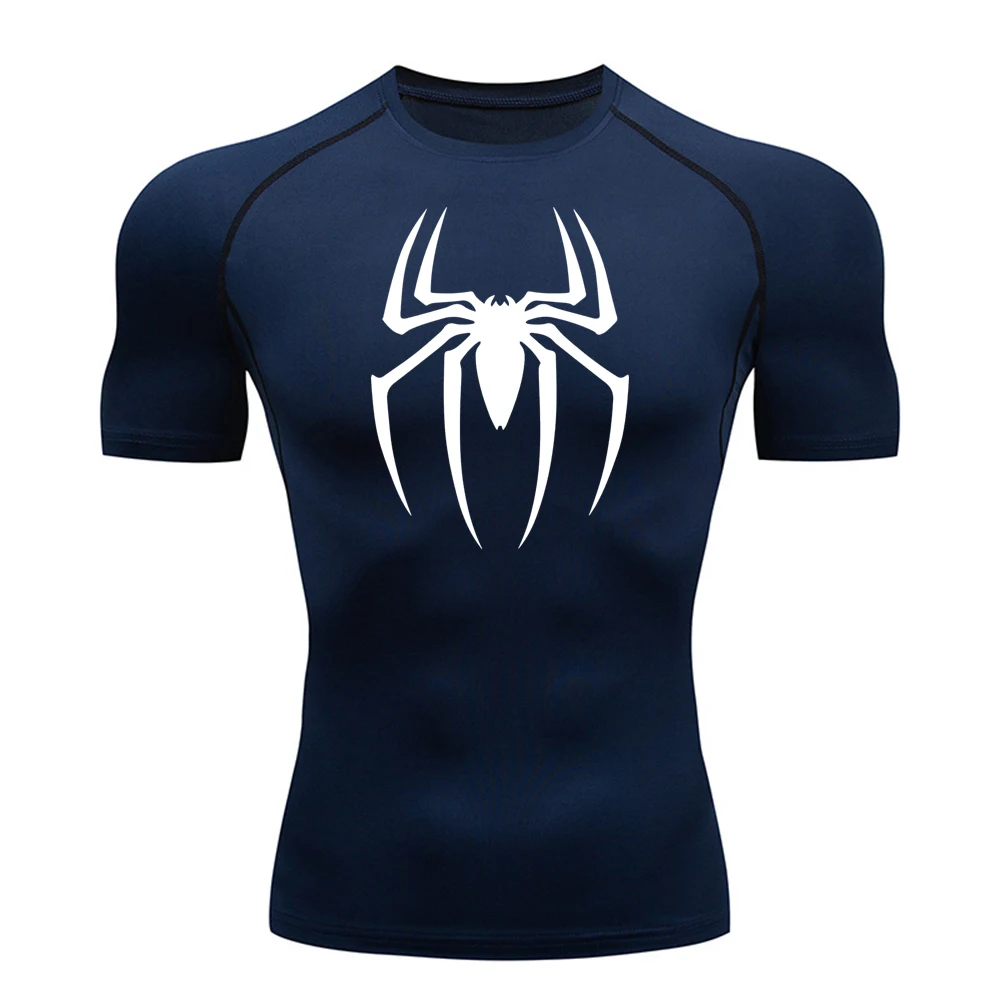 2025 Men's Spider Print Compression Shirt, Quick Dry T-Shirt, Gym Running Jersey, Breathable Short Sleeve, Spring, Summer, S-3XL image 5