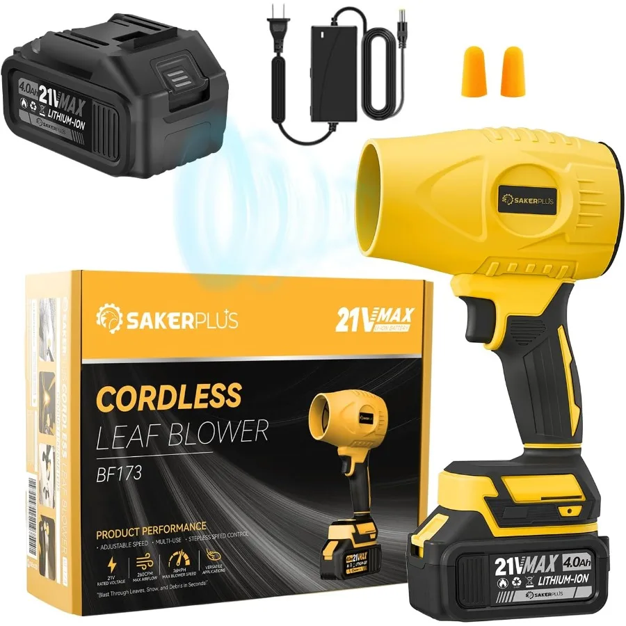 Nettoyeur de poussière Portable, souffleur de feuilles sans fil avec 2 Batteries 21V 4,0 ah, souffleur électrique portatif, Mini lumière réglable à 3 vitesses