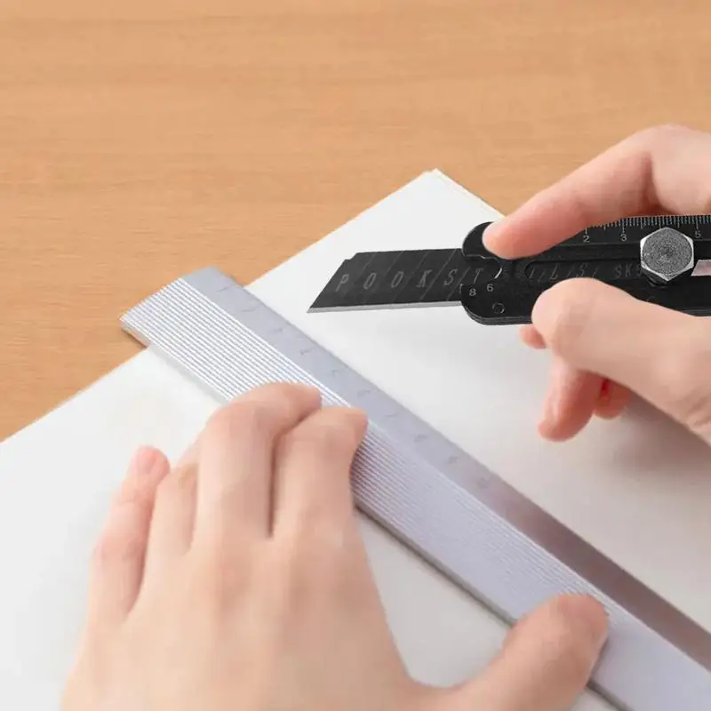 4 In 1 multi alat dapat ditarik pisau utilitas kotak pemotong kertas portabel pemotong untuk amplop Express kemasan pemotongan DIY kerajinan