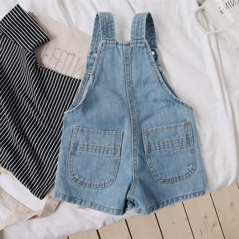 LILIGIRL 2026 Summer Autumn Korea Children Pants Hot Sale Boy's Jeans Suspenders Shorts Casual Girl's Strap Pants
