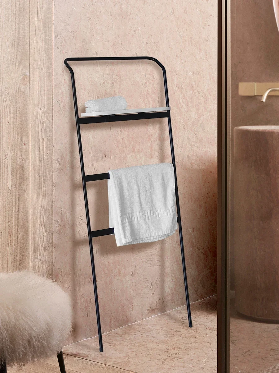 Perforation-free marble rack for bathroom Ladder floor-standing stainless steel bath towel rack for bathroom