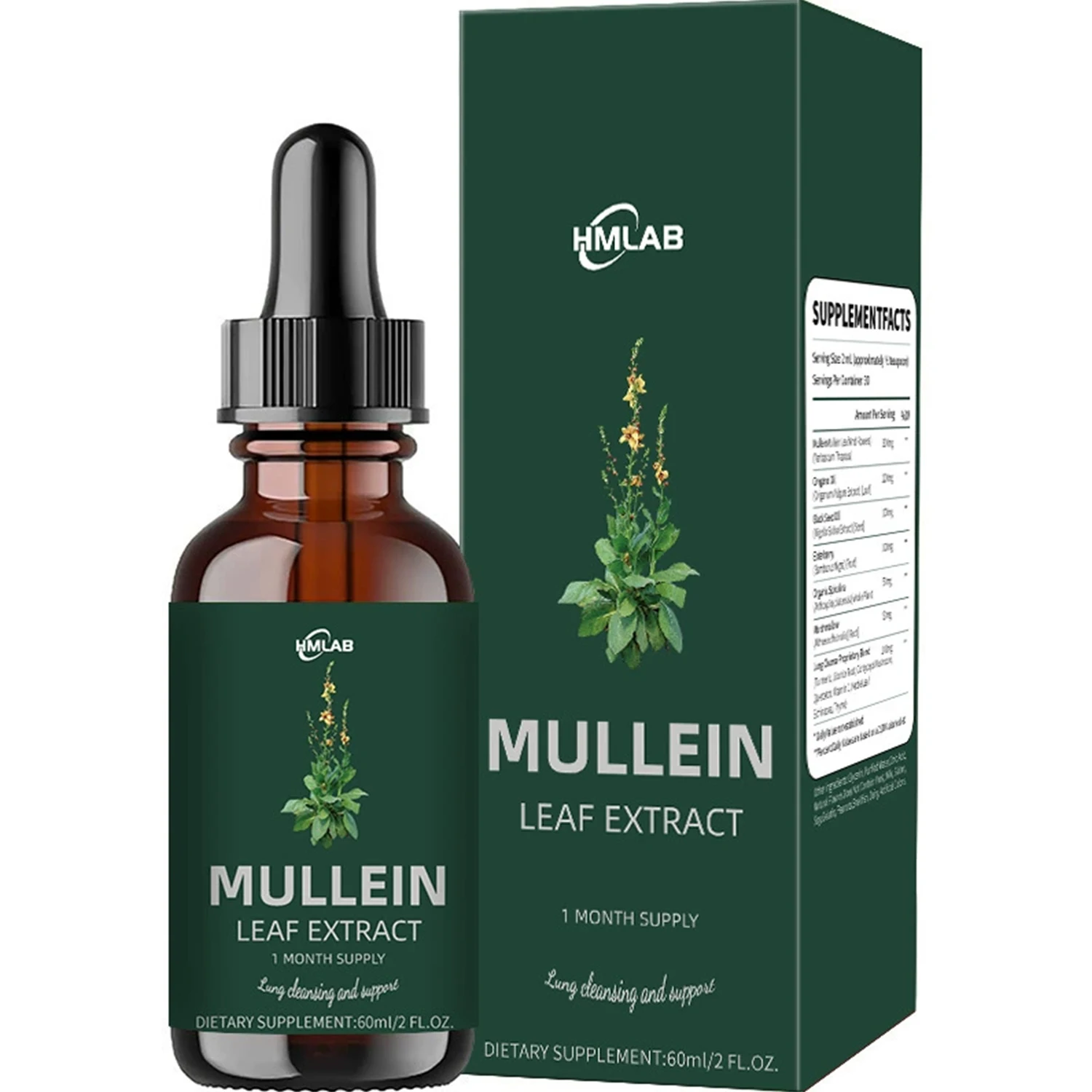 Mullein Drops for Lungs - Mullein Leaf Extract for Lung Detox & Cleanse, Support for Respiratory, Immune, Digestive System