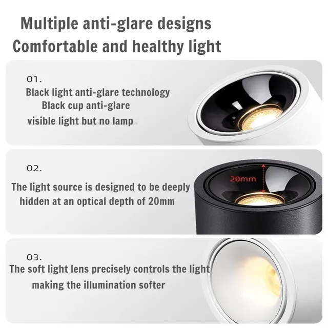 Surface-mounted downlights, anti-glare ultra-thin LED spotlights, living room ceiling lights, bedroom and study 110V/220V 5W7W 5 Surface-mounted downlights, anti-glare ultra-thin LED spotlights, living room ceiling lights, bedroom and study 110V/220V 5W7W 5