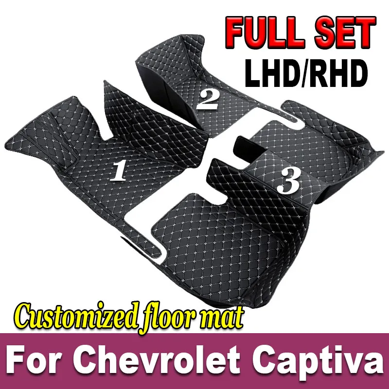 Car Mats For Chevrolet Captiva 7seat C100 C140 2006~2010 Anti-dirt Carpets Leather Mat Rugs Pad Interior Parts Car Accessories