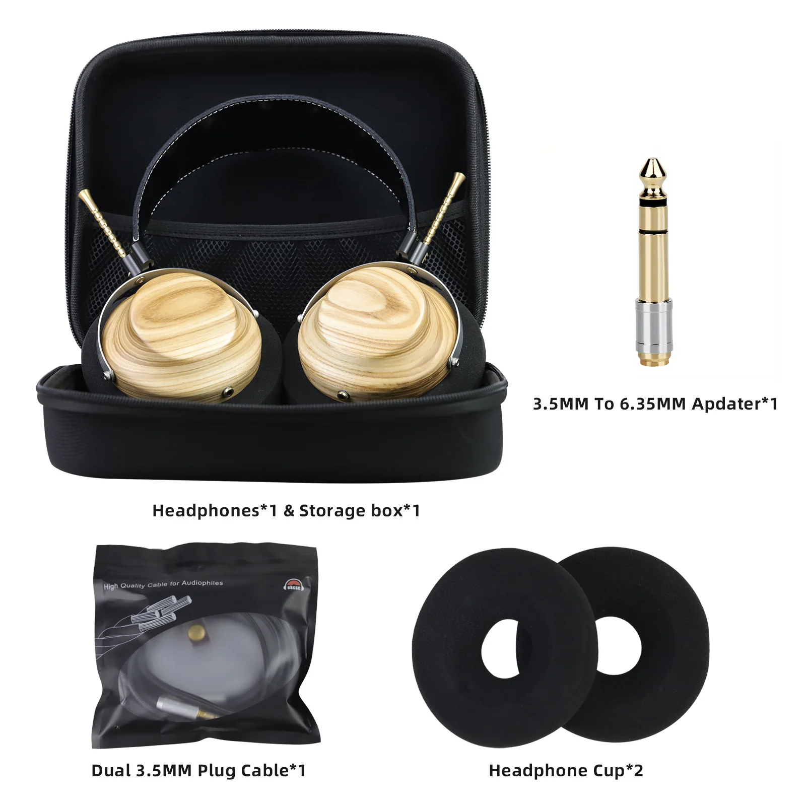 سماعات رأس خشبية من Geekyaudio مكبر صوت 50 ملم شبه مفتوح من الخلف سماعات خشبية شمعية بيضاء مع مضفرة من النايلون 5 النواة /ZMF Caldera