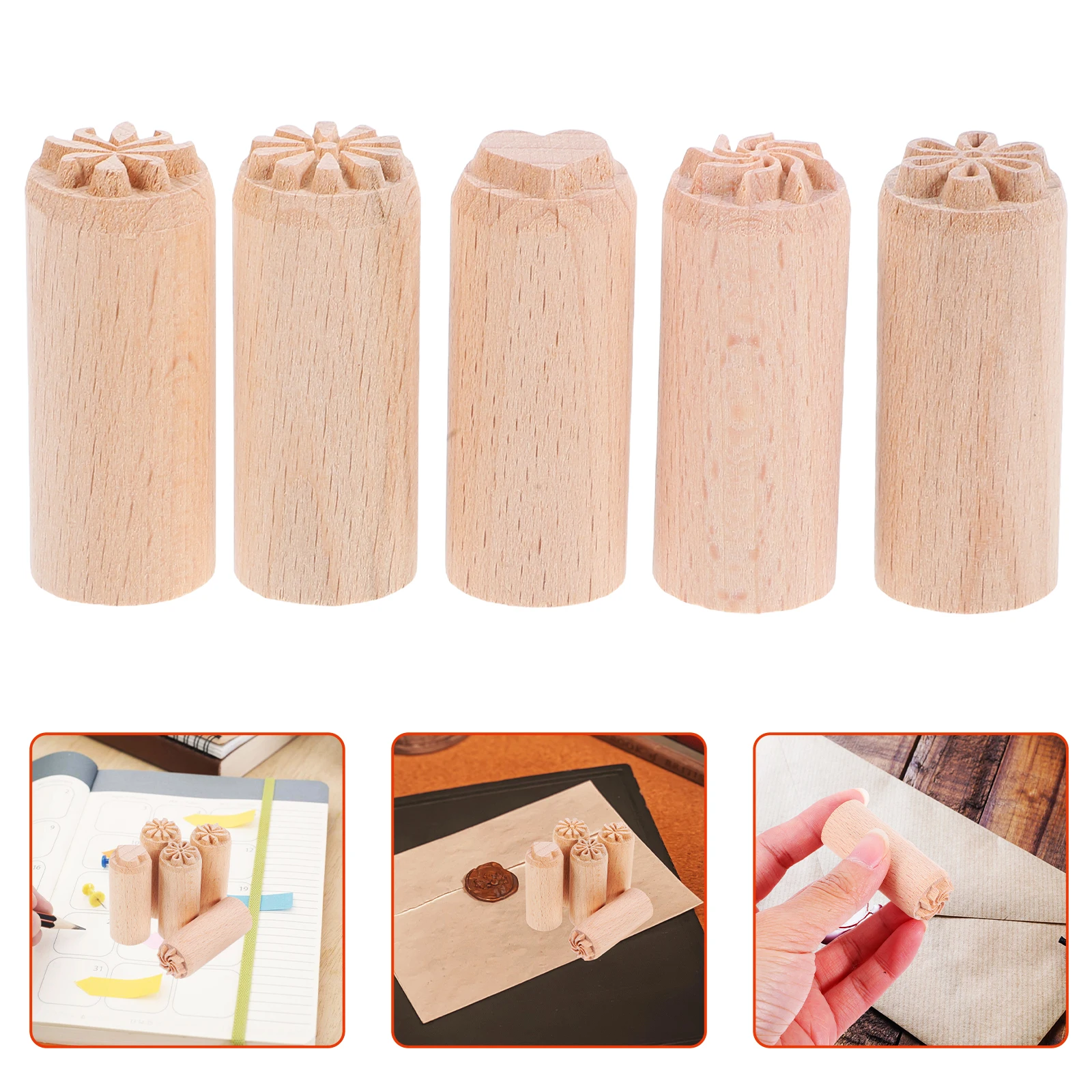 

5pcs Wooden Set Craft Accessories For Wood Block Stamp Diy Pottery Modeling Dough Printing Blocks Wood Block Stamp