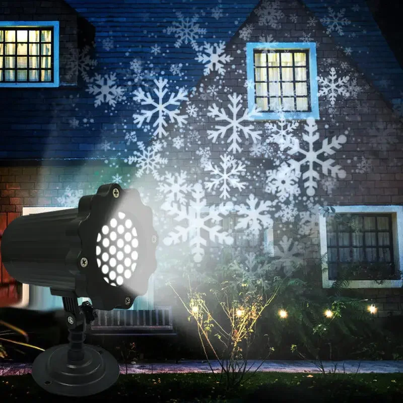 Lampada a LED con fiocco di neve con telecomando Prato esterno Giardino Natale Decorazioni sceniche Decorazione Modello di proiezione Lampada Blizzard Nuovo