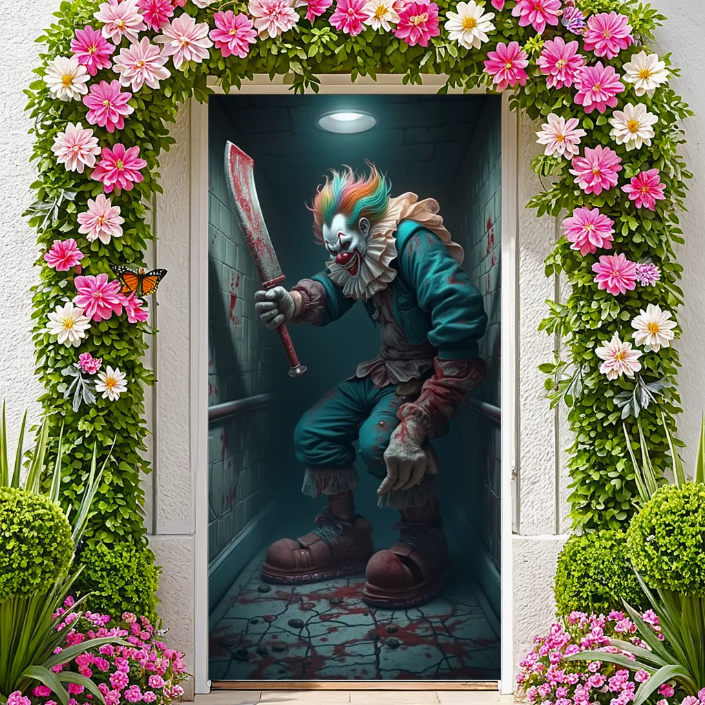 مخيف مهرج الدم ترشيش حزب الدعامة الرعب الديكور مهرج ماكياج هالوين راية ل زي حزب الرعب الحدث داخلي #4