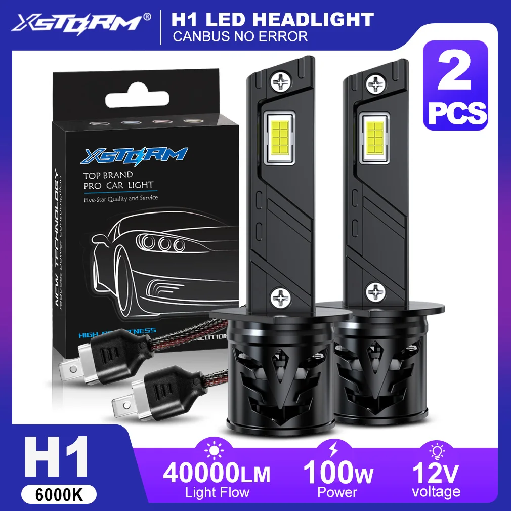 XSTORM H1 LED Lights Bulbs 40000LM 100W H1 LED Headlights Canbus Car Turbo Lamps With Fan Auto Headlight 6000K 12V Plug & Play