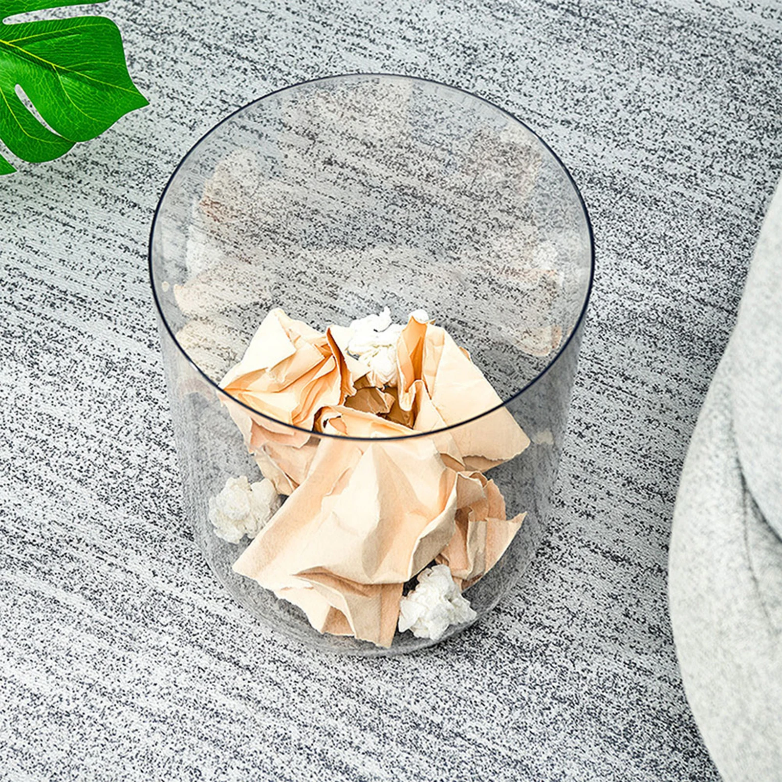 

Stylish Transparent Trash Can Large Capacity Household Garbage Bin Multi-Function Wastebasket For Office Bedroom Bathroom Home