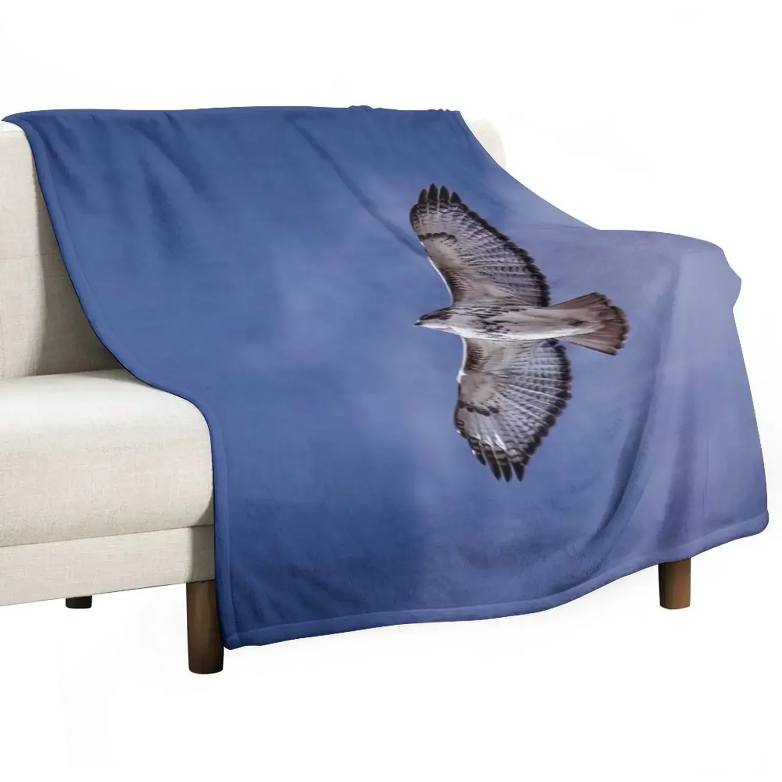 Red-Tail Hawk Soaring High Throw Blanket blankets ands Flannel Heavy Soft Plush Plaid Blankets