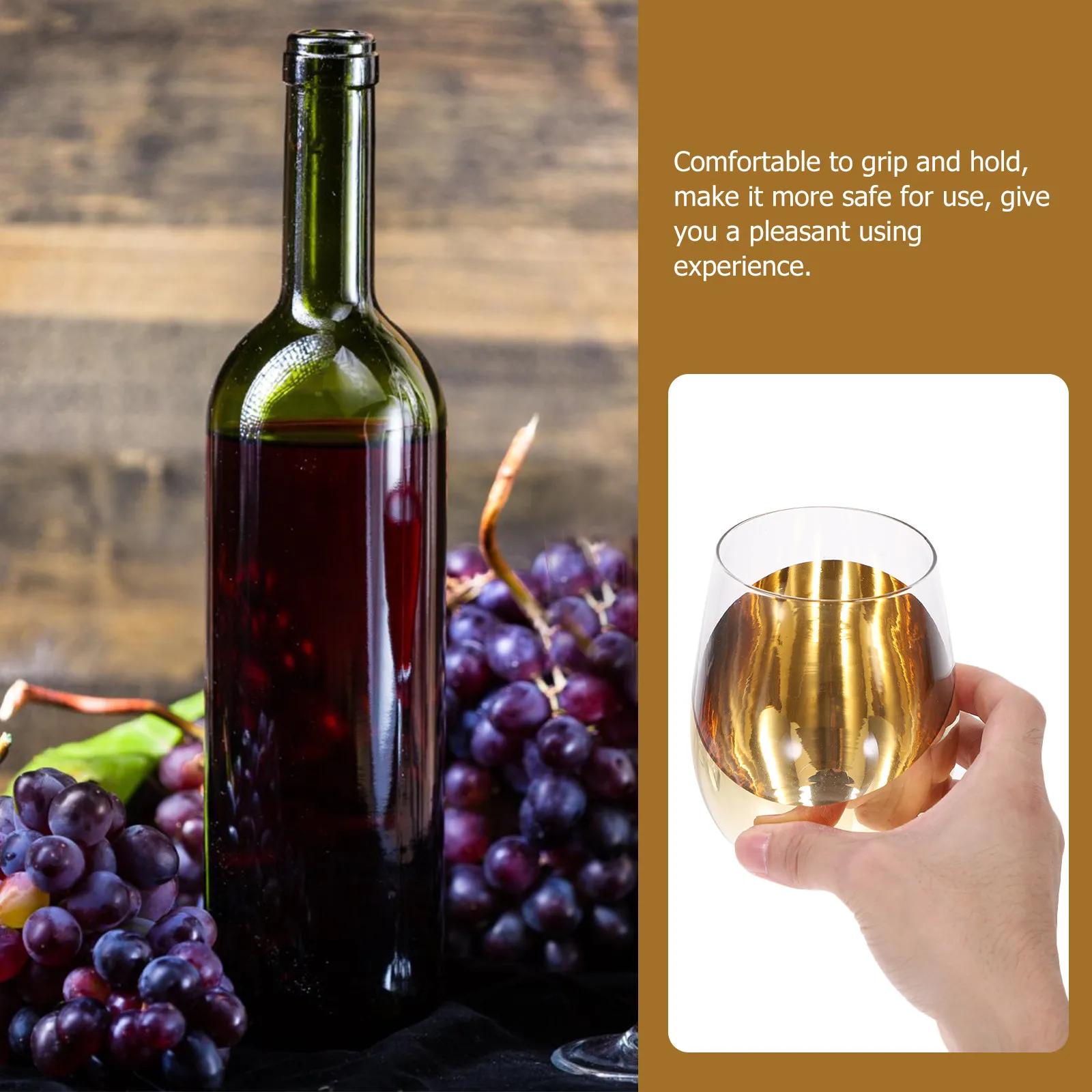 

Electroplated Glass Stemless Wine Glass Clear Whiskey Cup for Home Office Party Decorative Red White Wine Cocktail Glasses