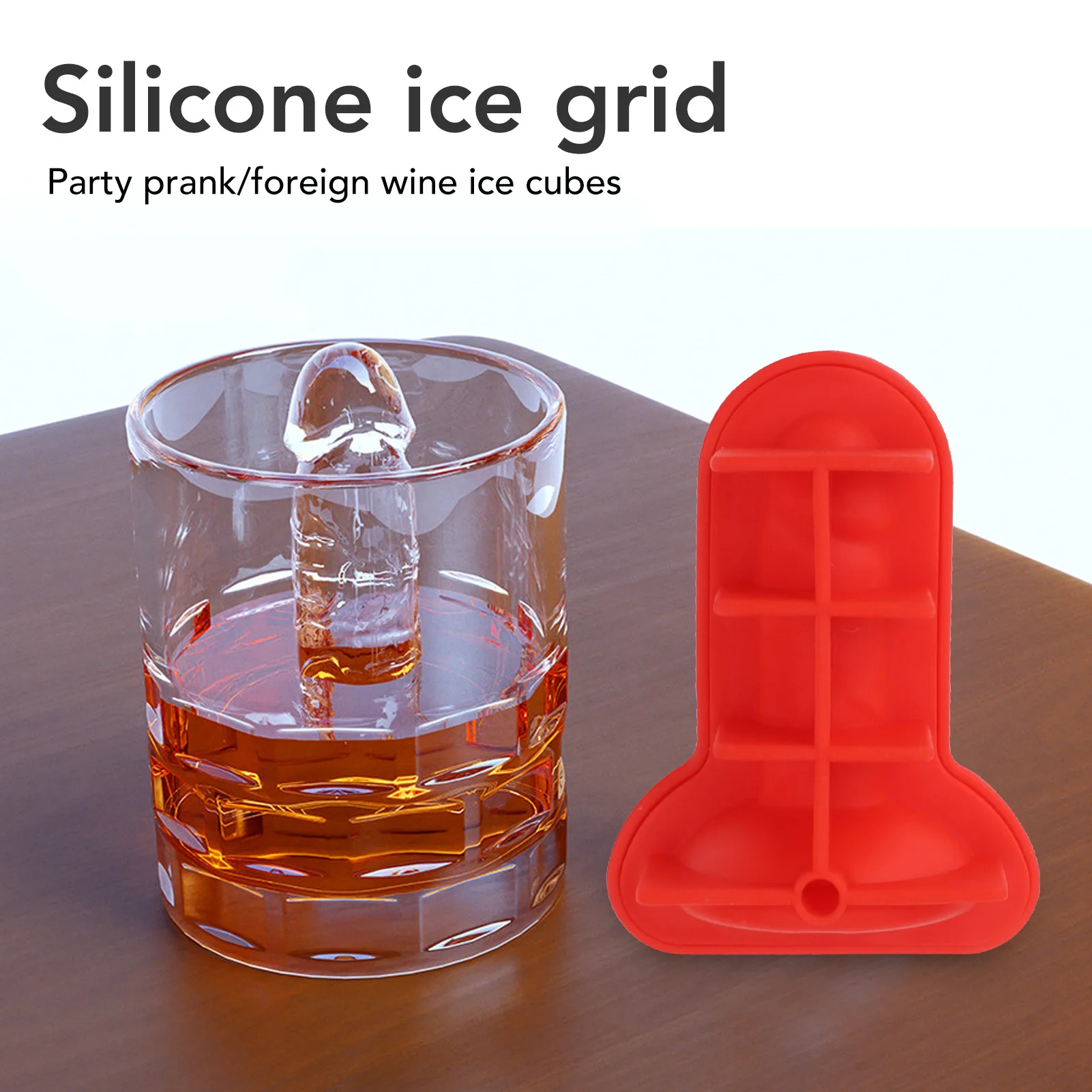 Man Genital Shaped  Red Healthy Silicone  Mold Small Space Occupation Easy Demolding Food Grade for Whiskey