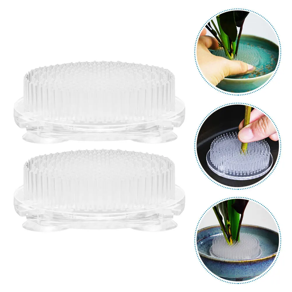 

2Pcs Clear Flower Pin Frog Holders Plastic Floral Arrangement Base Durable Floral Fixation Tool for Flower Arrangers