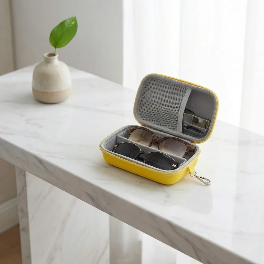 2 IN 1 EVA Glasses Case Large Capacity Waterproof Sunglasses Storage Box EVA Hard Shell Anti-lost Eyeglass Storage Box