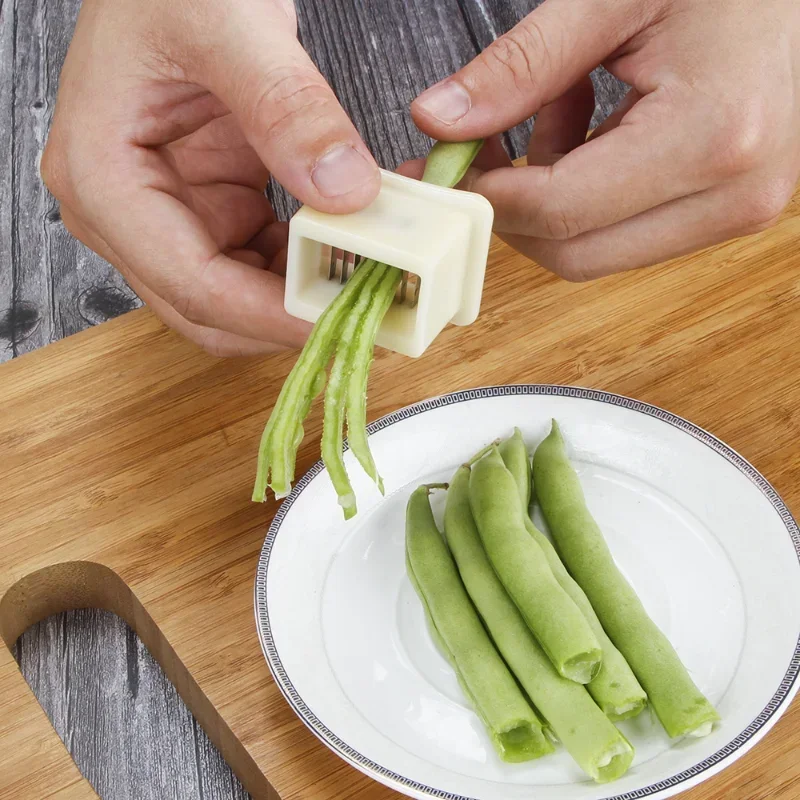 Multifunctional Gadgets Green Bean Slicer Vegetable Runner Slicer Beans Cutter Stringer Remover Peeler Grater Kitchen Shredder