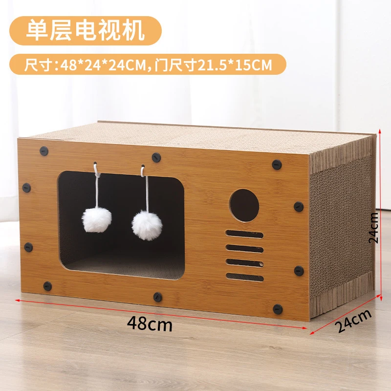 Cat Scratching Board and Cat House All-in-One, Extra-Large Cat Villa, Wear-Resistant and Non-Shedding, Wall-Mounted - view 3