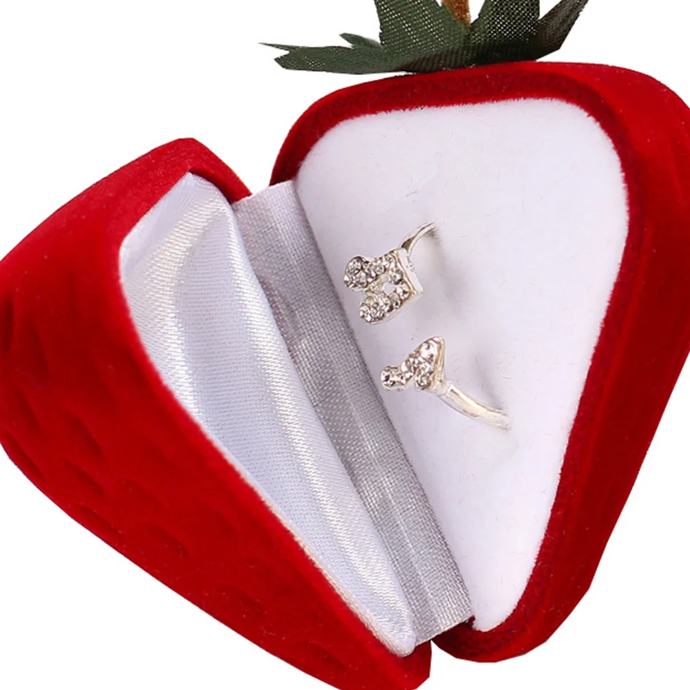 

Strawberry Jewelry Box Ring Storage Case Necklace Holder Premium Material Protective Pad Display