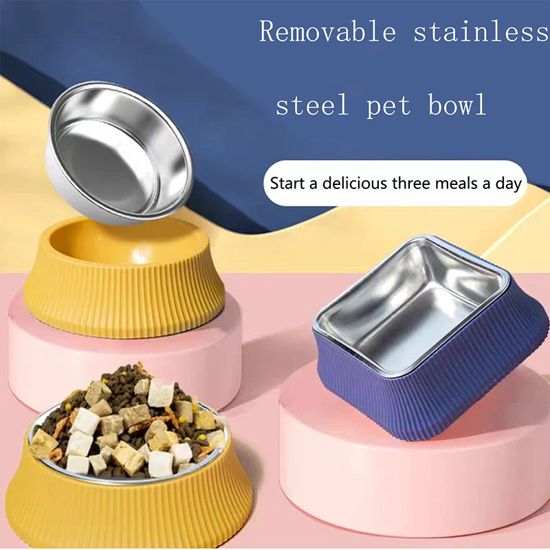 Dog Bowl Square Stainless Steel Dog Bowl With Stand, Anti-Overturning Dog Food Bowl Water Basin