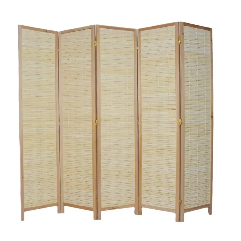 Foldable Bamboo Wood Room Divider Screen Mobile Partition Wall for Tea Room Study Simple New Chinese Style Home Decor