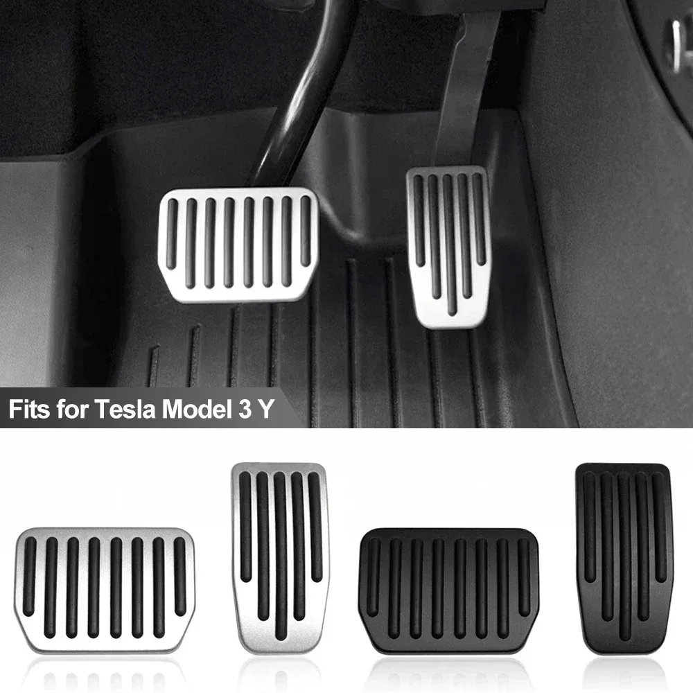 

For Tesla Model Y 3 Highland Upgrade Foot Pedal Pads Cover Non-slip Accelerator Brake Rest Performance Aluminum Mats Accessories