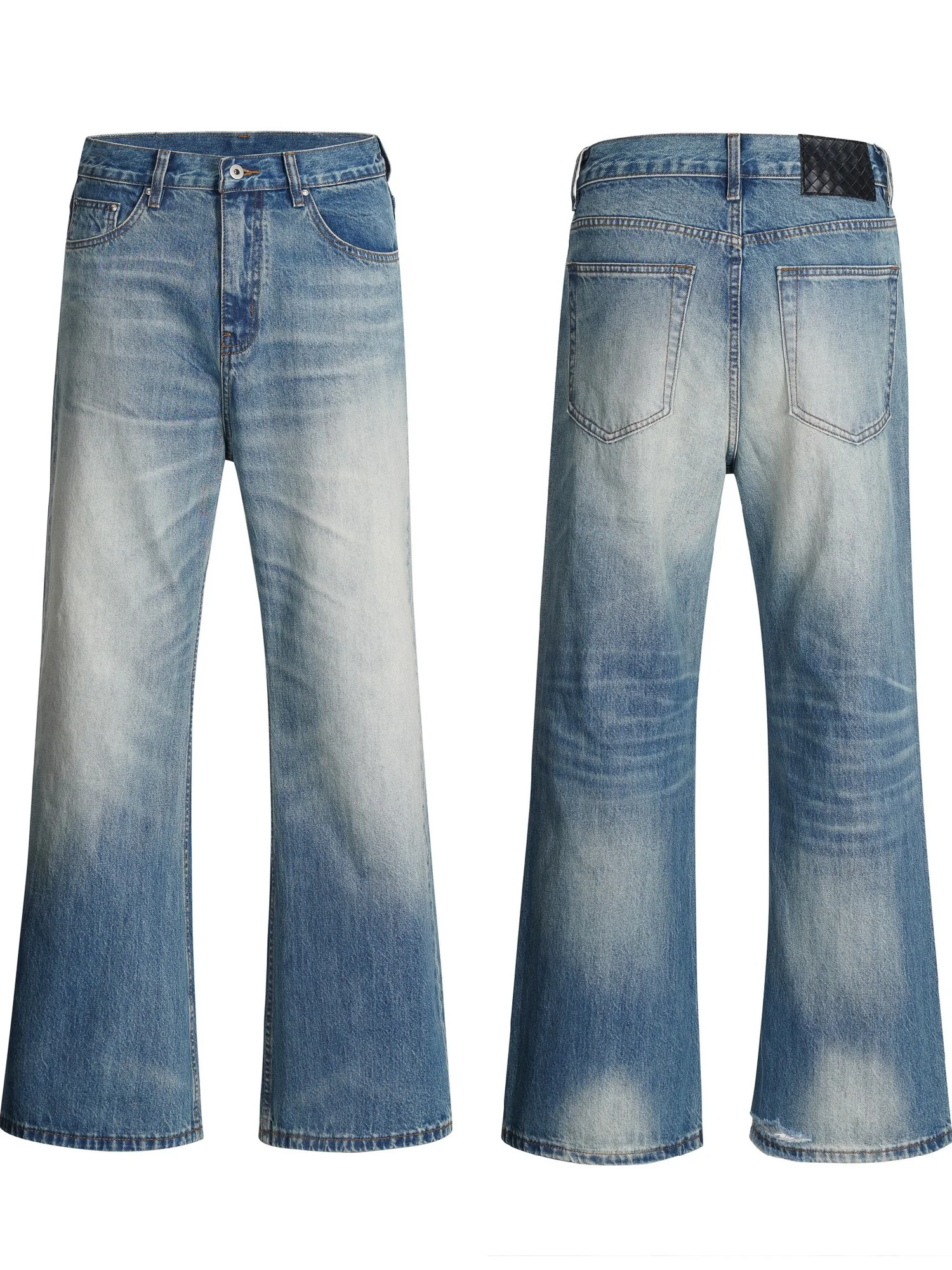 

Мужские джинсы Cleanfit в американском ретро-стиле, синие, плотные, в стиле хип-хоп, свободные, модные, с легким расклешением, прямые, длинные