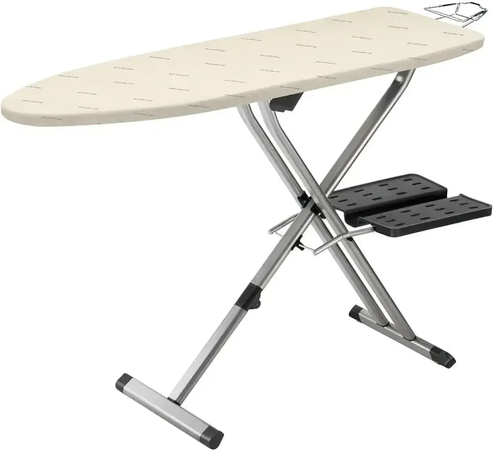 Rowenta Pro Compact Ironing Board with Hanger Rack 18 x 54 Inches Space Saving, Folding, 4 Legs IB9100,Beige